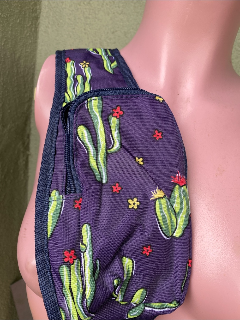 Purple Cactus Sling Bag with Navy Strap - Picture 7 of 10